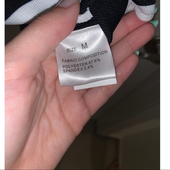 RAYA ‼️SALE‼️ B & W striped Bandage Midi dress—NWOT - Picture 8 of 10